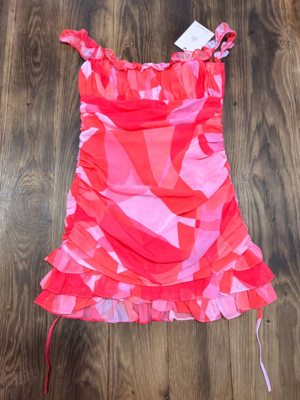 Hello Molly Pink & Coral Ruffle Mini Dress